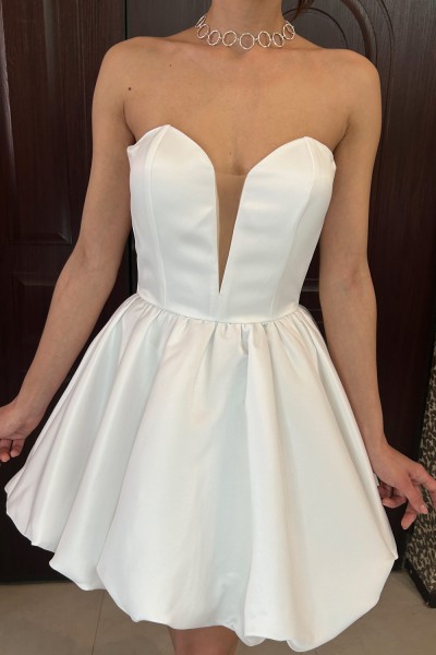 rochie alba scurta, rochie cununie civila pe corset, rochie alba de seara , rochie de ocazie corest