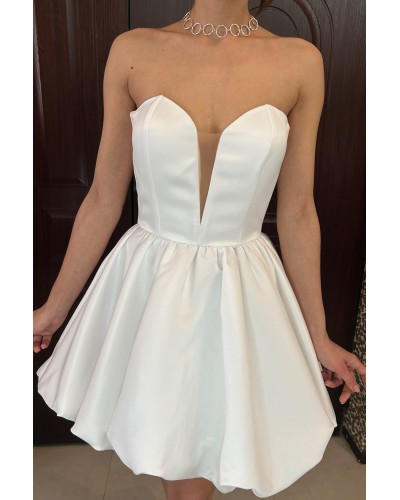 rochie alba scurta, rochie cununie civila pe corset, rochie alba de seara , rochie de ocazie corest