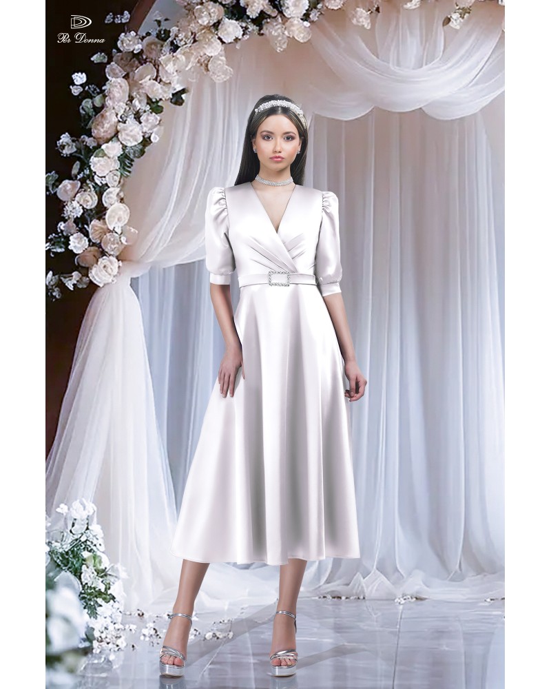 rochie cununie civila, rochii albe midi, rochie mireasa alba, rochie alba cu maneci, rochii albe satin