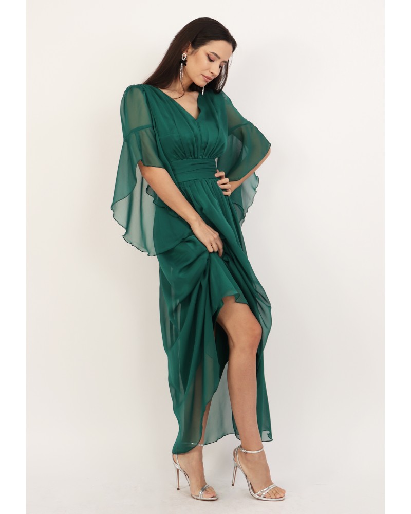Rochie Verde Eleganta Cu Maneci main image 1