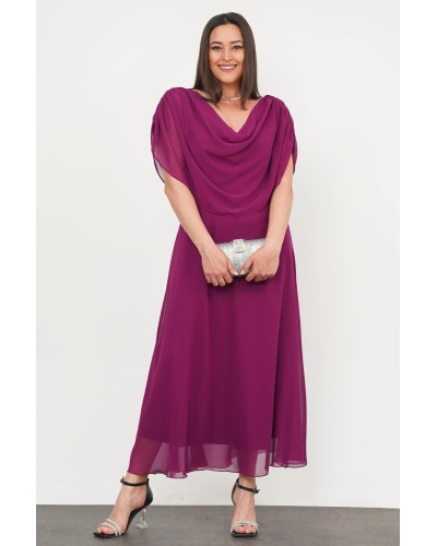 ROCHIE ELEGANTA PLUS SIZE MOV DIN VOAL VAPOROS