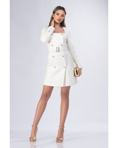 ROCHIE SCURTA ALBA STIL SACOU DIN STOFA