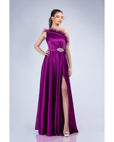 ROCHIE LUNGA DE OCAZIE ORHID CU PENE LA GAT
