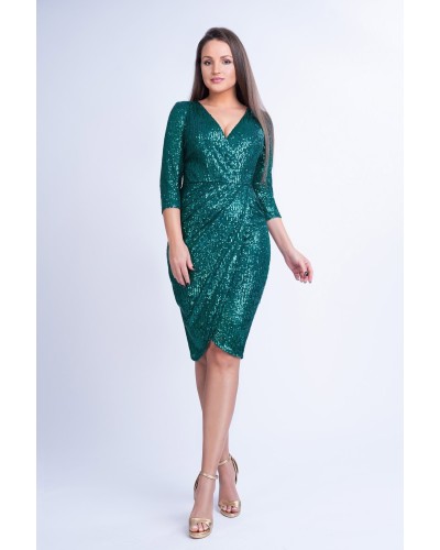 ROCHIE DE OCAZIE PETRECUTA SCURTA DIN PAIETE VERZI