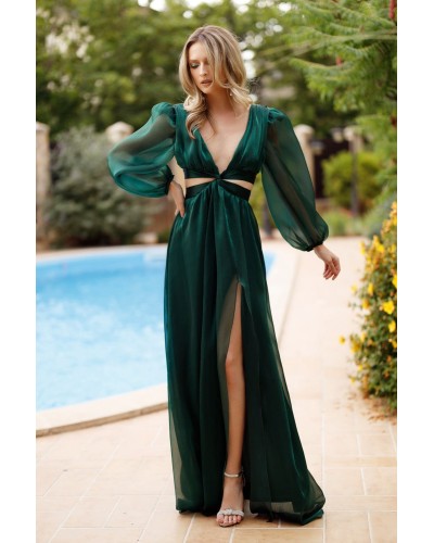 ROCHIE DE OCAZIE LUNGA VERDE DIN ORGANZA