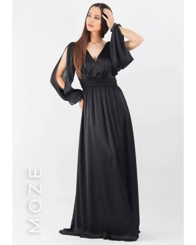 ROCHIE LUNGA NEAGRA DIN VOAL SATINAT