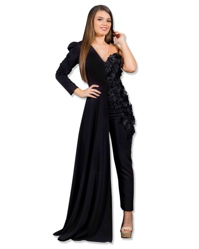 SALOPETA NEAGRA DE LUX CU FLORI 3D APLICATE