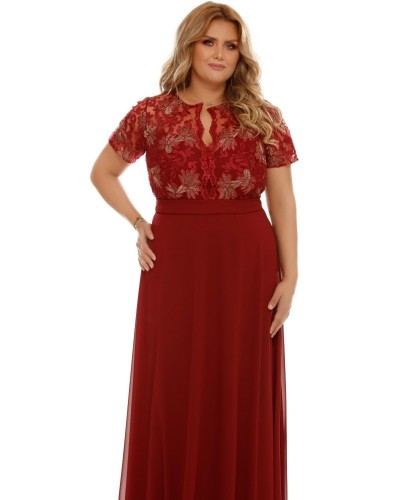 ROCHIE  LUNGA PLUS SIZE DIN VOAL SI BUST DIN DANTELA