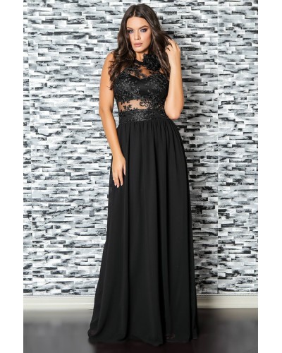 ROCHIE DE OCAZIE NEAGRA CU BRODERIE PRETIOASA