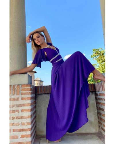 ROCHIE DE OCAZIE LUNGA VOAL MOV CU STRASURI ARGINTII