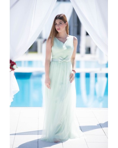 ROCHIE LUNGA DE OCAZIE TULL MINT CU BRETELE