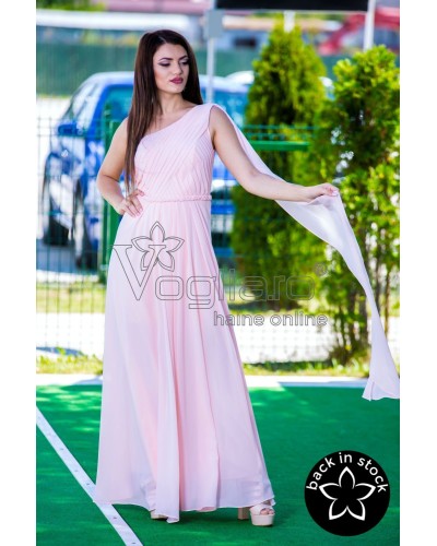 ROCHIE LUNGA ELEGANTA DIN VOAL ROSE