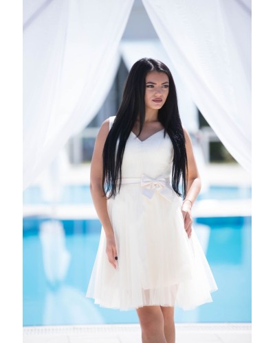 ROCHIE SCURTA BABY-DOLL TULL CREM DESCHIS