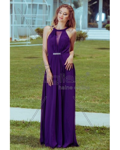 ROCHIE LUNGA MOV CU ACCESORIU ARGINTIU