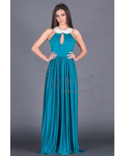 ROCHIE TURQUOISE CU PERLE ALBE MABEL