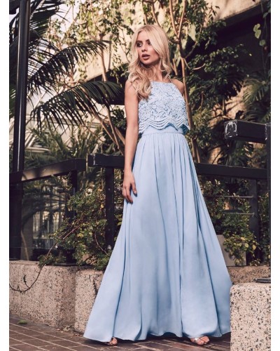 ROCHIE LUNGA VOAL SI BRODERIE BLEU CIEL