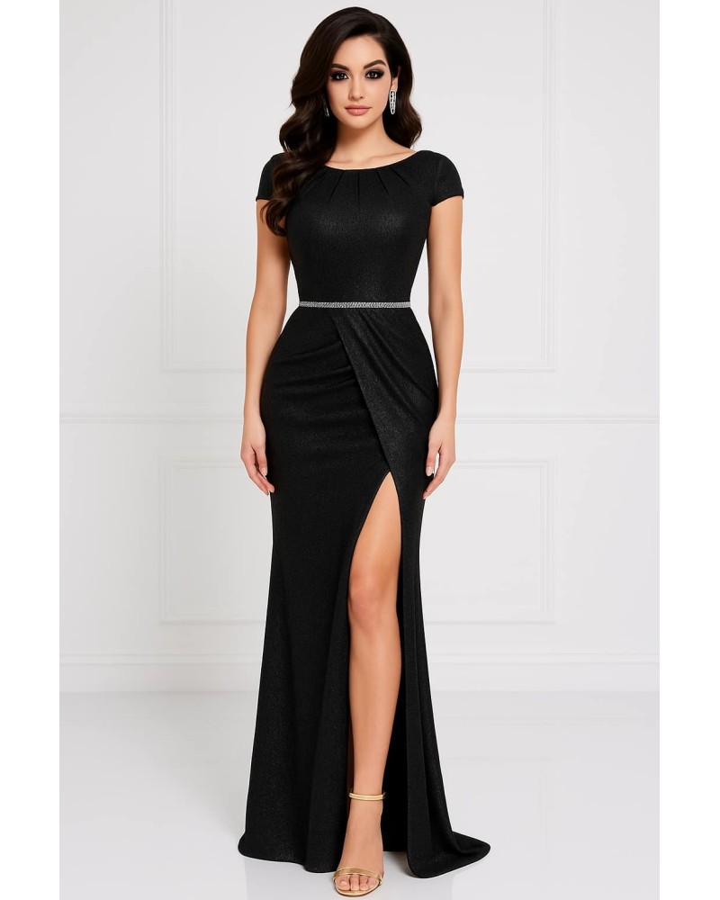 rochie lunga neagra de ocazie, rochii de nasa, rochii majorat, rochie nunta, rochie bal, rochie petrecere