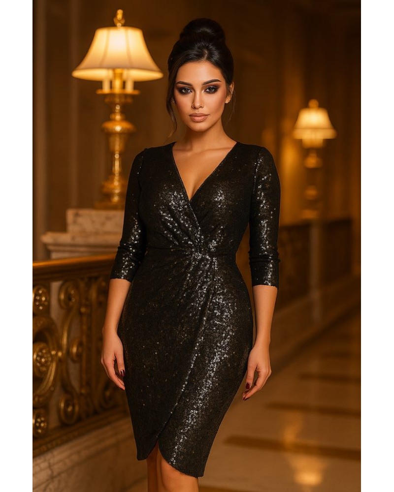 rochii paiete, rochii elegante de seara, rochie scurta neagra, rochie petrecuta, rochii elegante