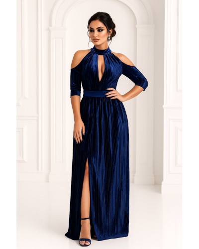 ROCHIE DE OCAZIE DIN CATIFEA LUNGA ALBASTRA OLIVIA