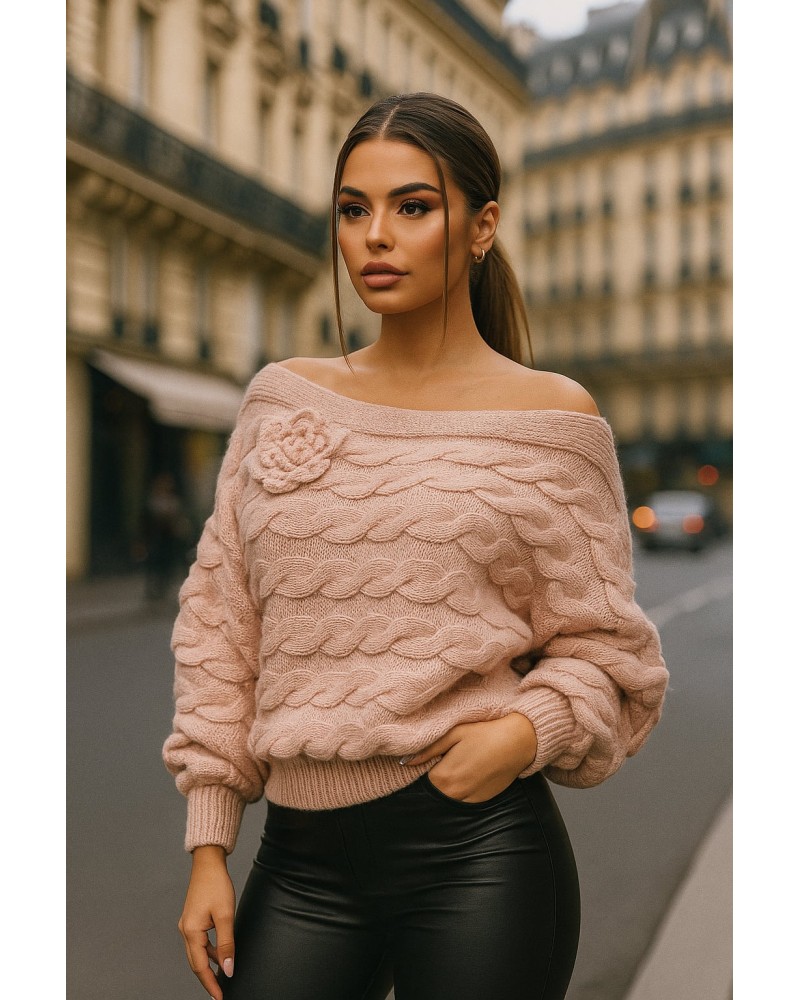 pulover roz, pulover dama, pulover gros. pulover roz universal