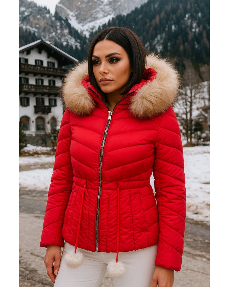 geaca de iarna calduroasa, geaca de iarna rosie, geaca groasa, geci rosii