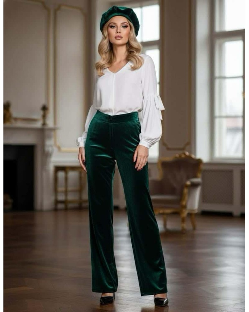 pantaloni din catifea verzi, pantaloni eleganti dama, pantaloni verzi de iarna