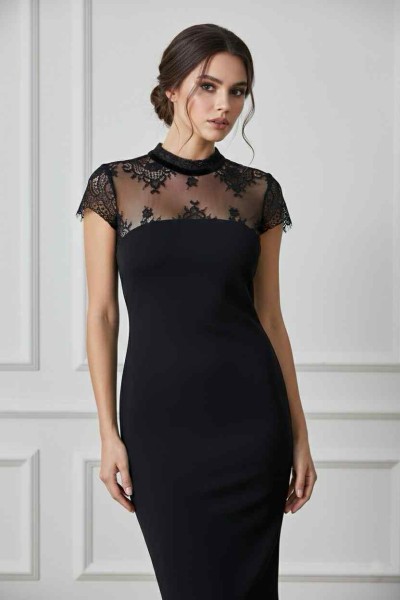 ROCHIE ELEGANTA CU DANTELA SI SPATELE GOL - MAGAZIN ONLINE
