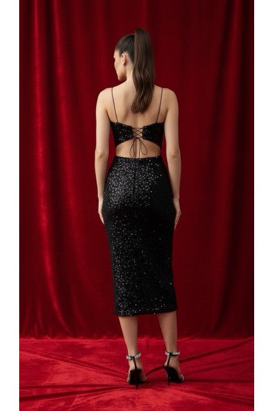ROCHIE DIN PAIETE NEGRE, ROCHIE MIDI ELEGANTA NEAGRA, ROCHII NEGRE, ROCHII SEXY DE MAJORAT, ROCHIE DE NUNTA