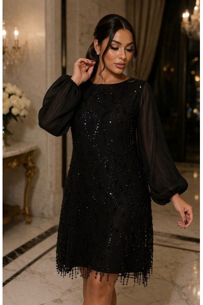rochie neagra marimi mari, rochie eleganta plus size scurta, rochie nunta, rochie petrecere