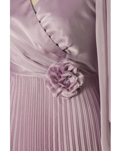 ROCHIE LUNGA PLUS SIZE LILA VOAL MATASE CU MANECA