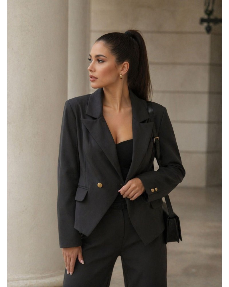 sacou office, sacou negru elegant in colturi, sacou dama negru, sacou in talie scurt