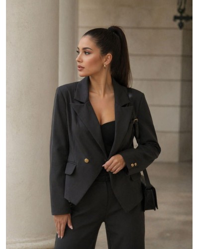 sacou office, sacou negru elegant in colturi, sacou dama negru, sacou in talie scurt