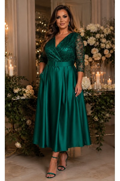 ROCHIE MIDI DE SOACRA VERDE, ROCHIE ELEGANTA MARIMI MARI VERDE, ROCHIE DE NASA , SOACRA ELEGANTA