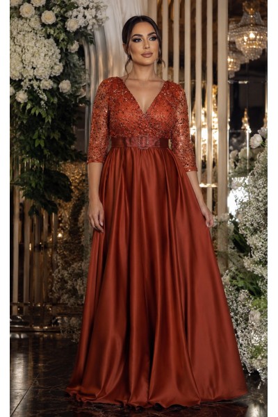 ROCHIE DE LUX MARIMI MARI, ROCHIE DE SOACRA PORTOCALIE, ROCHIE ELEGANTA LUNGA MARIMI MARI, ROCHII DE LUX