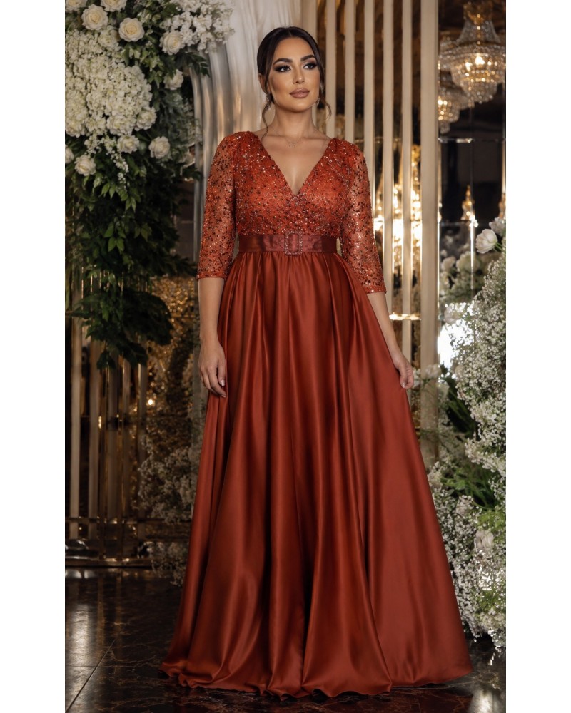 ROCHIE DE LUX MARIMI MARI, ROCHIE DE SOACRA PORTOCALIE, ROCHIE ELEGANTA LUNGA MARIMI MARI, ROCHII DE LUX