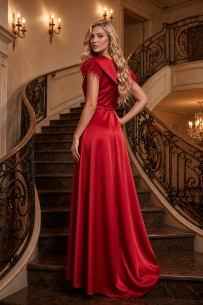 ROCHIE DE SEARA ROSIE LUNGA, ROCHIE DE NASA ELEGANTA, ROCHIE ROSIE CU PENE DE OCAZIE, ROCHII LUNGI, ROCHII NUNTA