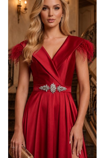 ROCHIE DE SEARA ROSIE LUNGA, ROCHIE DE NASA ELEGANTA, ROCHIE ROSIE CU PENE DE OCAZIE, ROCHII LUNGI, ROCHII NUNTA
