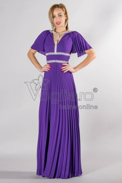 ROCHIE DE OCAZIE LUNGA VOAL MOV CU STRASURI ARGINTII