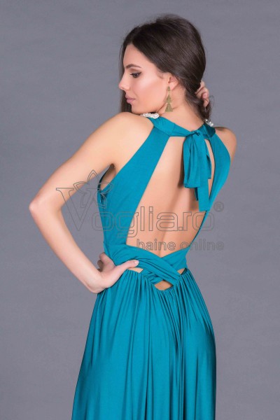 ROCHIE TURQUOISE CU PERLE ALBE MABEL