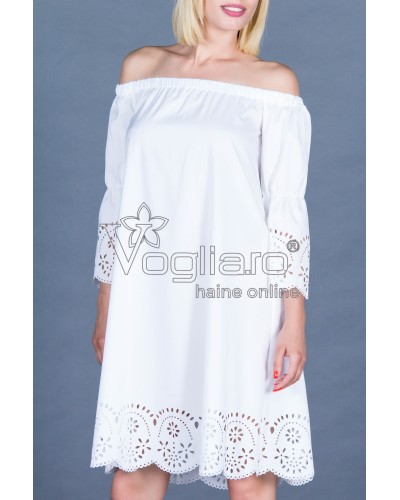 ROCHIE DE VARA ALBA CU DECUPAJE