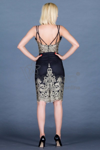 ROCHIE MIDI NEAGRA CU BRODERIE AURIE