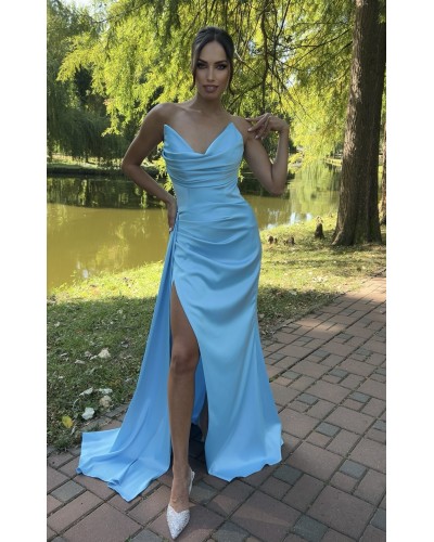 ROCHIE LUNGA DE OCAZIE BABY BLUE TIP SIRENA CRAPATA PE PICIOR
