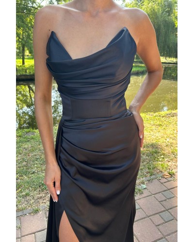 rochie sirena neagra, rochie decoltata, rochie de nasa, rochie majorat