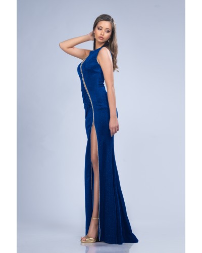 ROCHIE LUNGA DE SEARA ALBASTRA DIN MATERIAL PRETIOS TIP SIRENA